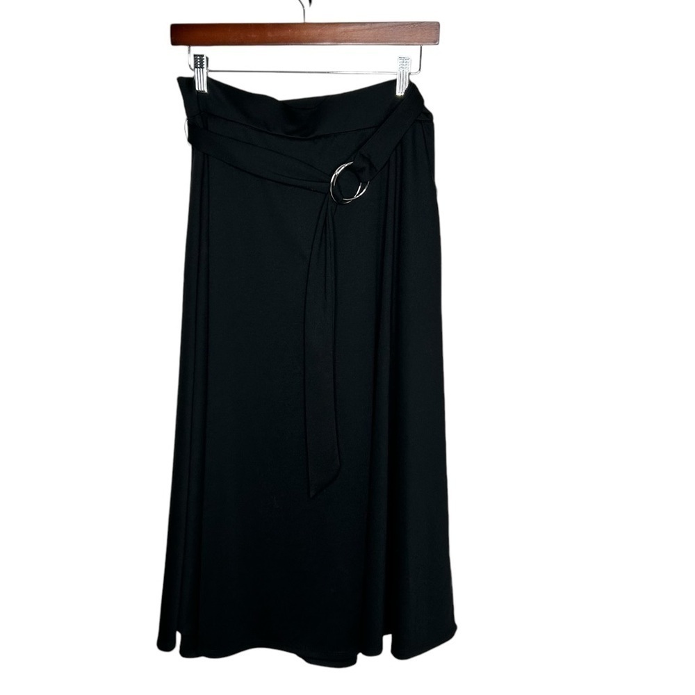 New Worthington Women’s Dress Skirt Size 8 Ultra Stretch Ponte Black Belted BNWT